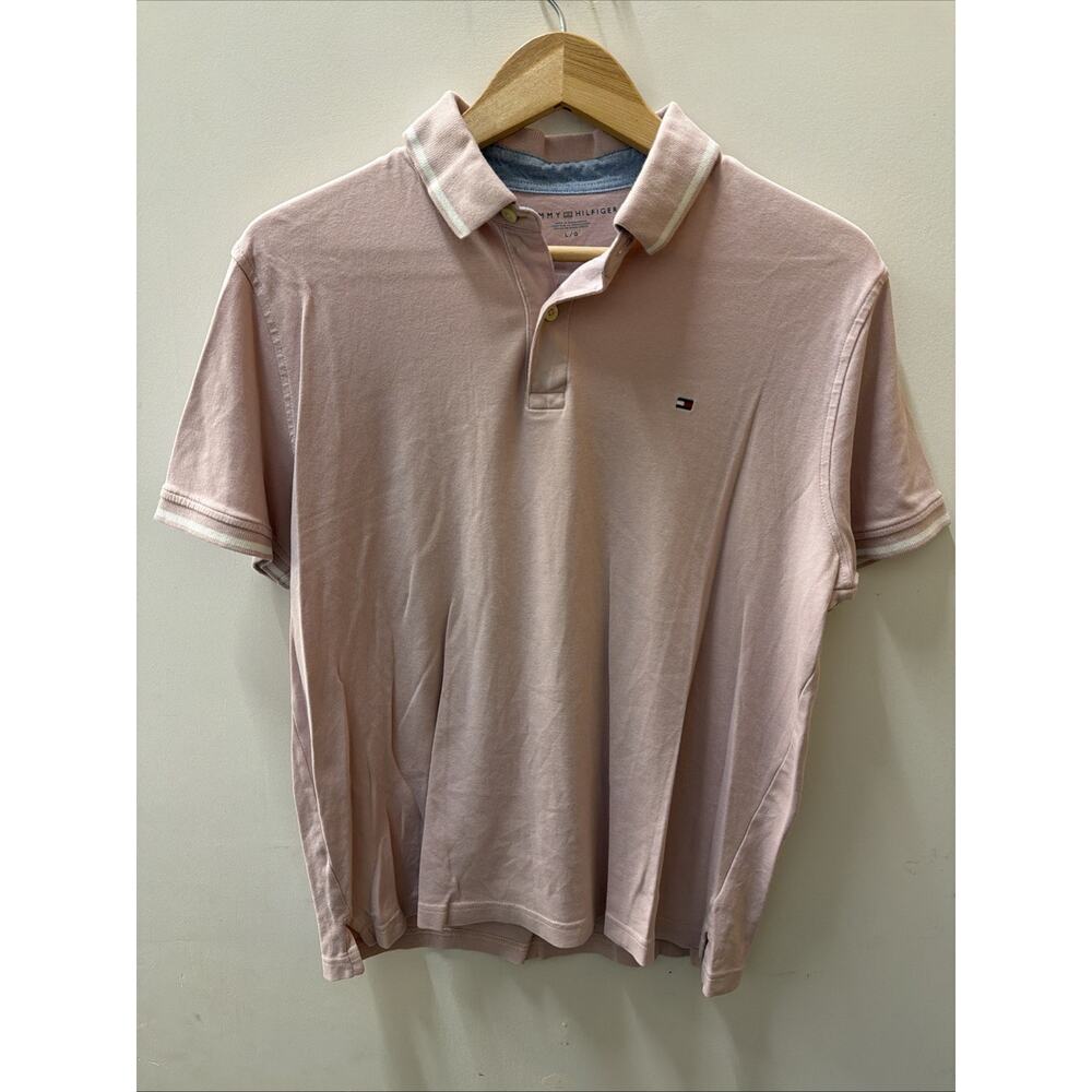 Tommy Hilfiger Polo Shirt Men's Medium Pink Preppy Classic Heritage Outdoor City